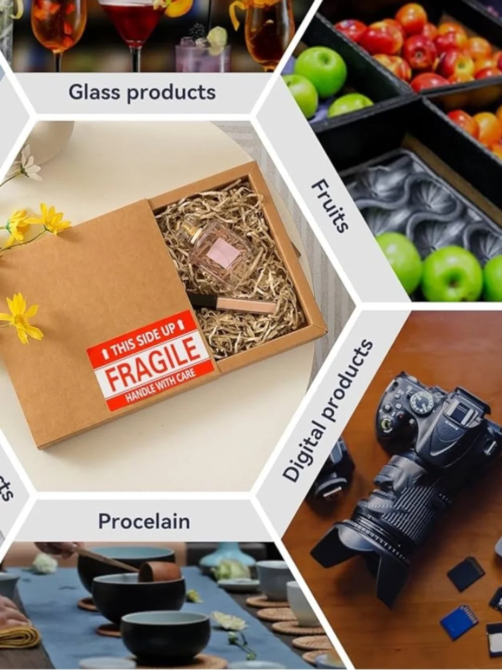 3x5 Inch Handle with Care This Side Up 100 Permanent Adhesive Fragile Stickers